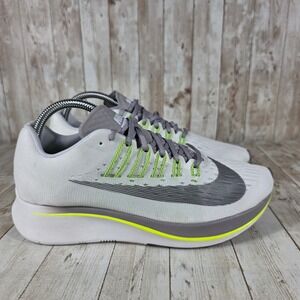 Nike Zoom Fly Racing Running Shoes White Gray‎ Neon Green Mens Size 7